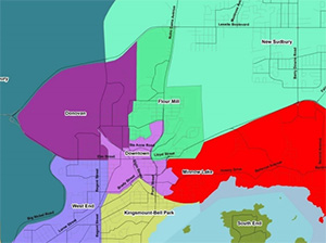 Map of Sudbury Neighbourhoods